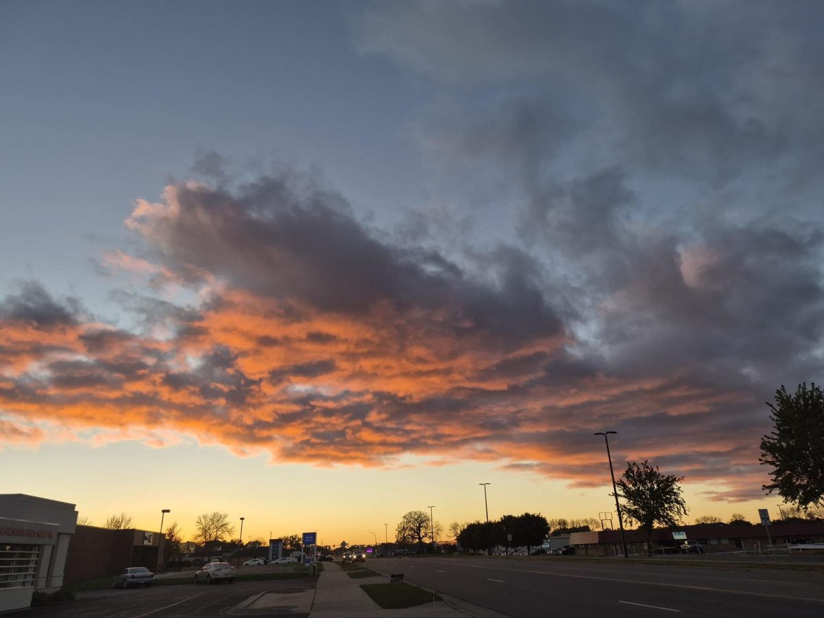 Photo of the sunsetting as I walk to work. 