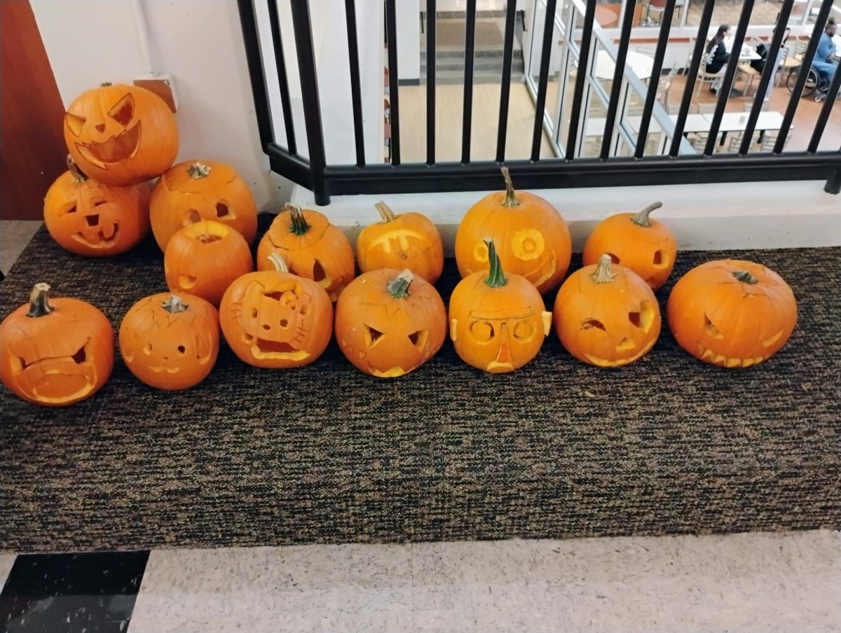 Pumpkins carved at the C.I.E pumpkin carving event.
